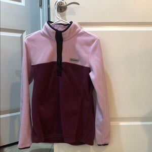 Columbia Women's Fleece Jacket - Light Pink and Dark Purple